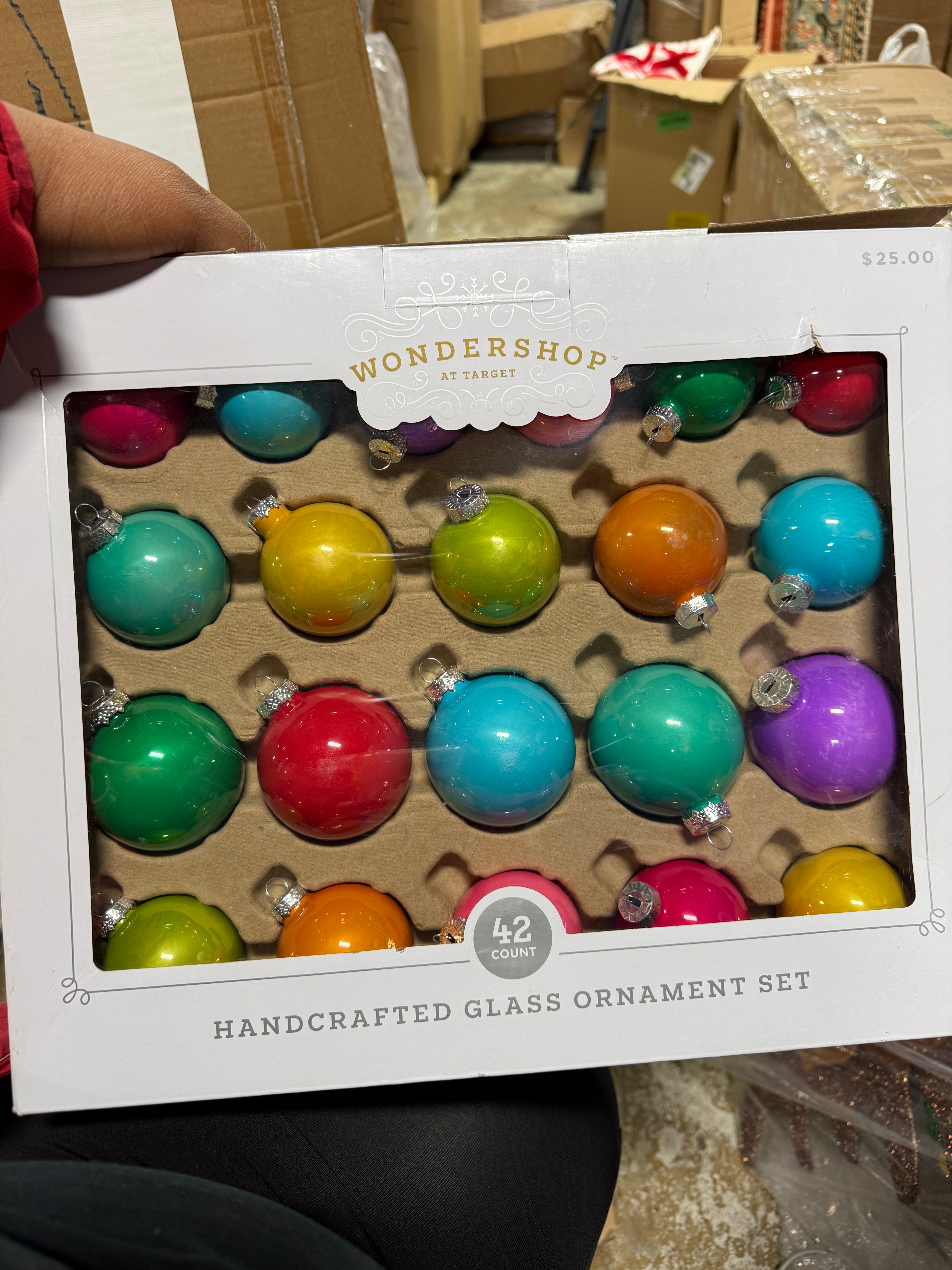 42pc Round Glass Christmas Tree Ornament Set