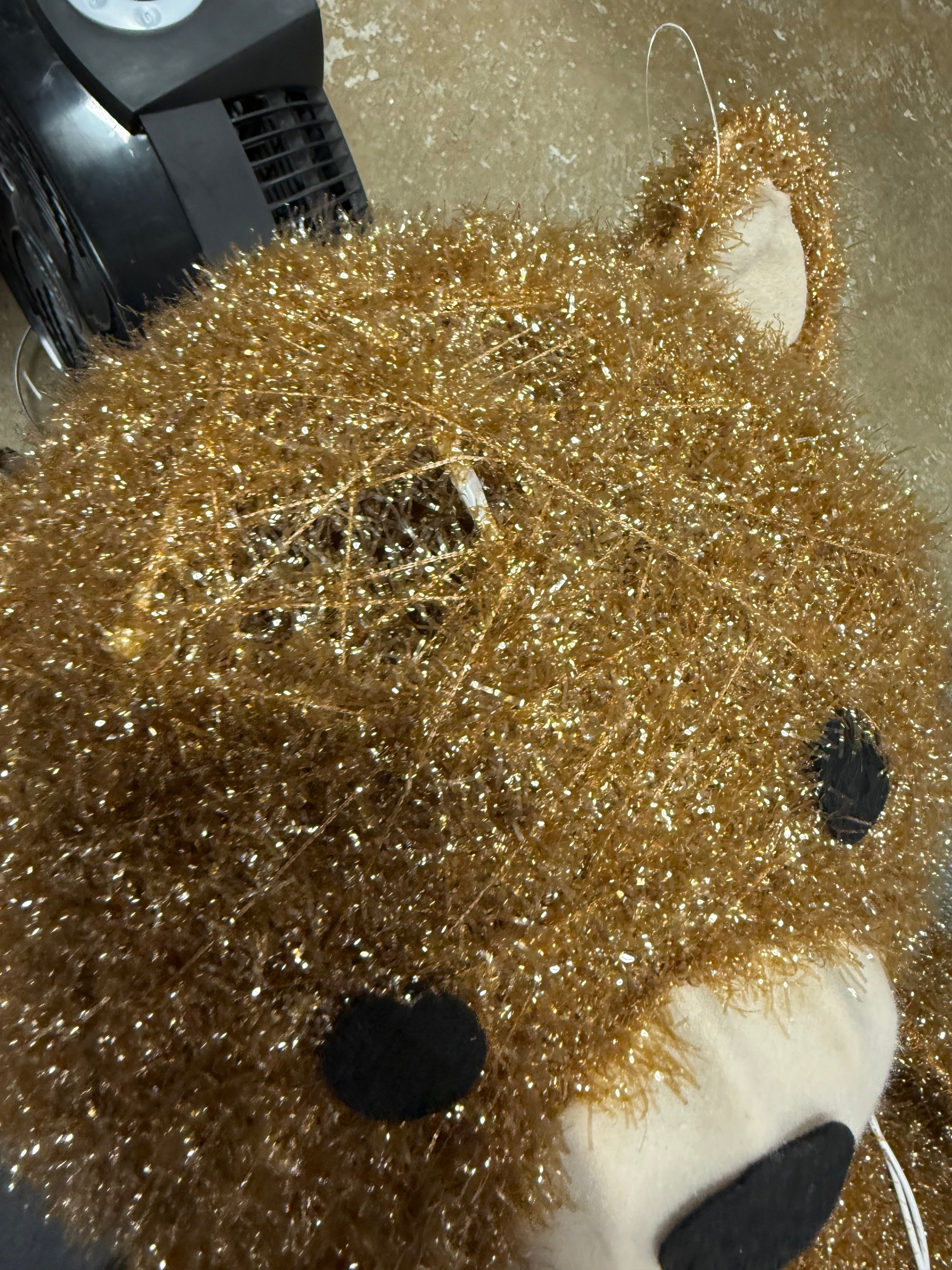 Holiday Tinsel Bear Light Up Display Holding Presents Has Scarf