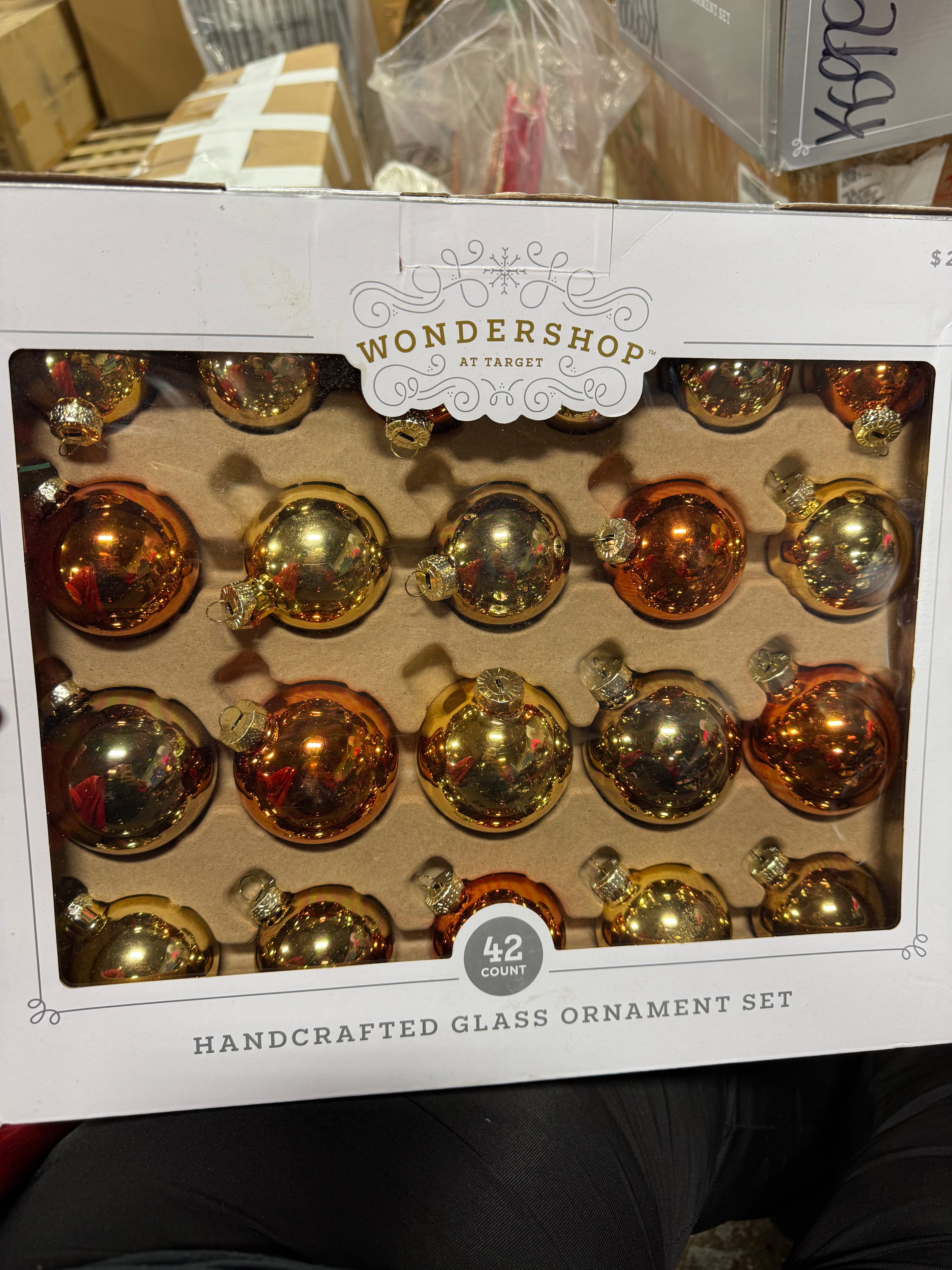 42pc Round Glass Christmas Tree Ornament Set