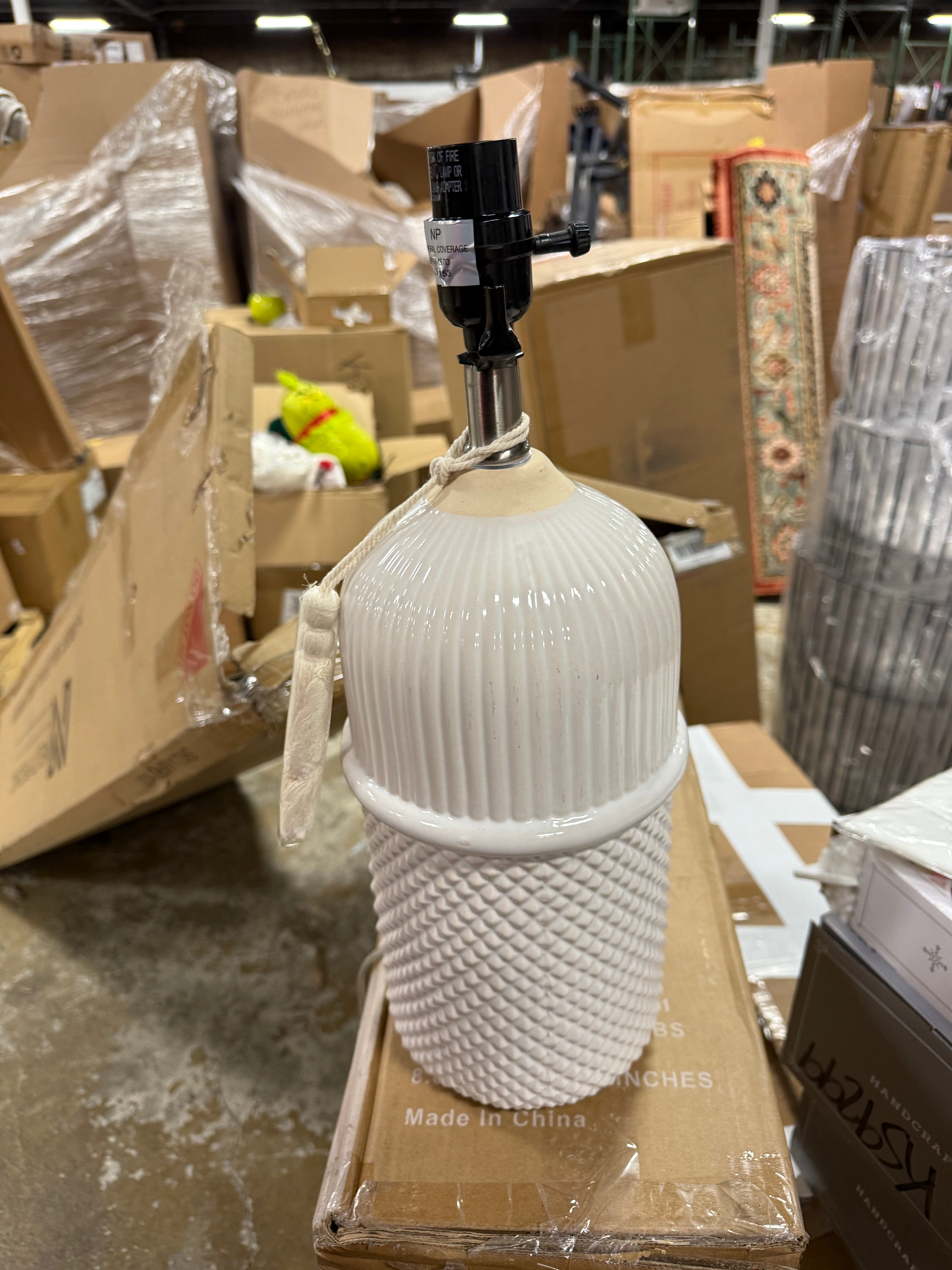 Large Assembled Ceramic Table Lamp White