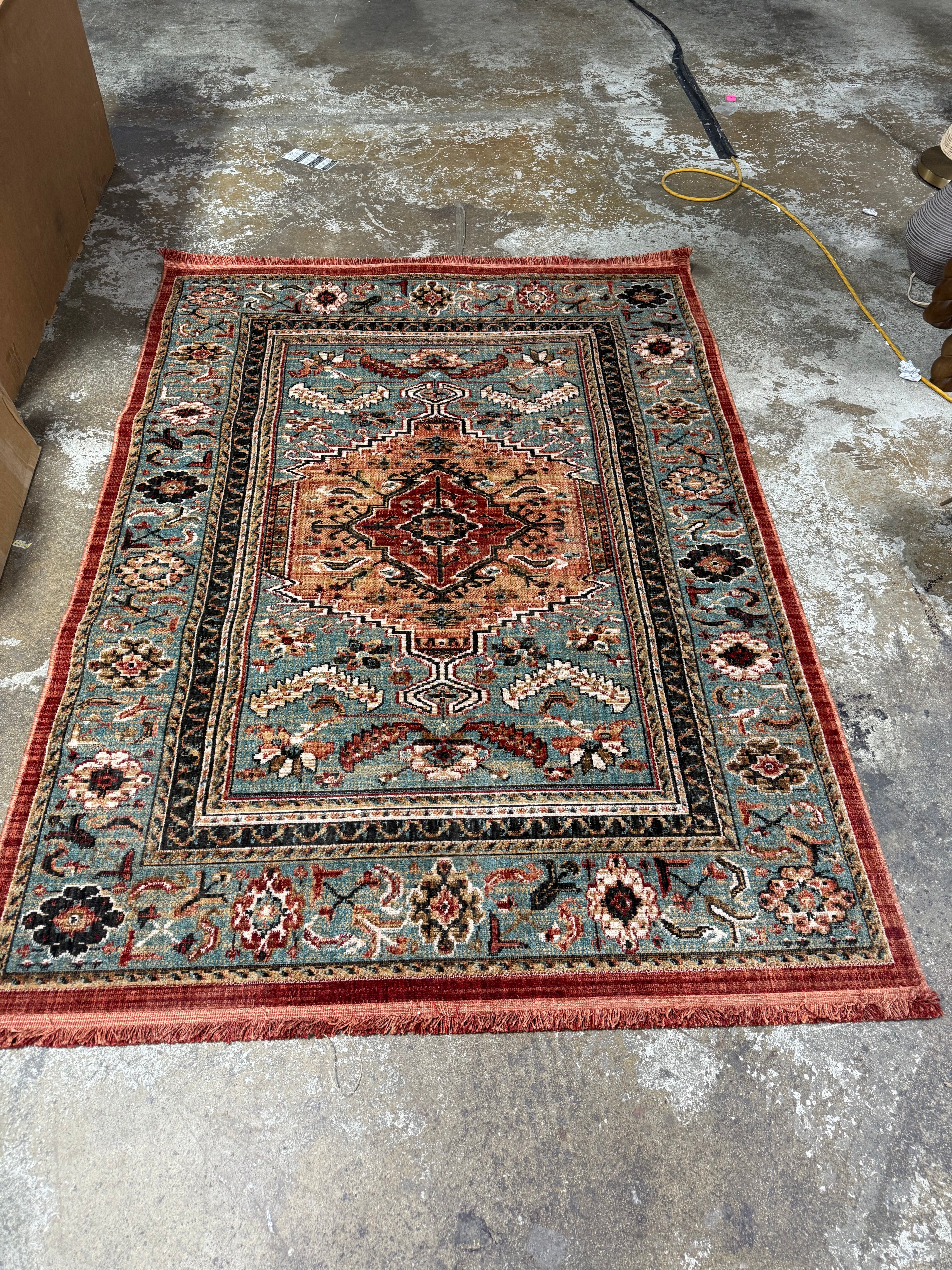 Floral Woven Rug Rust/Green 5'x7'