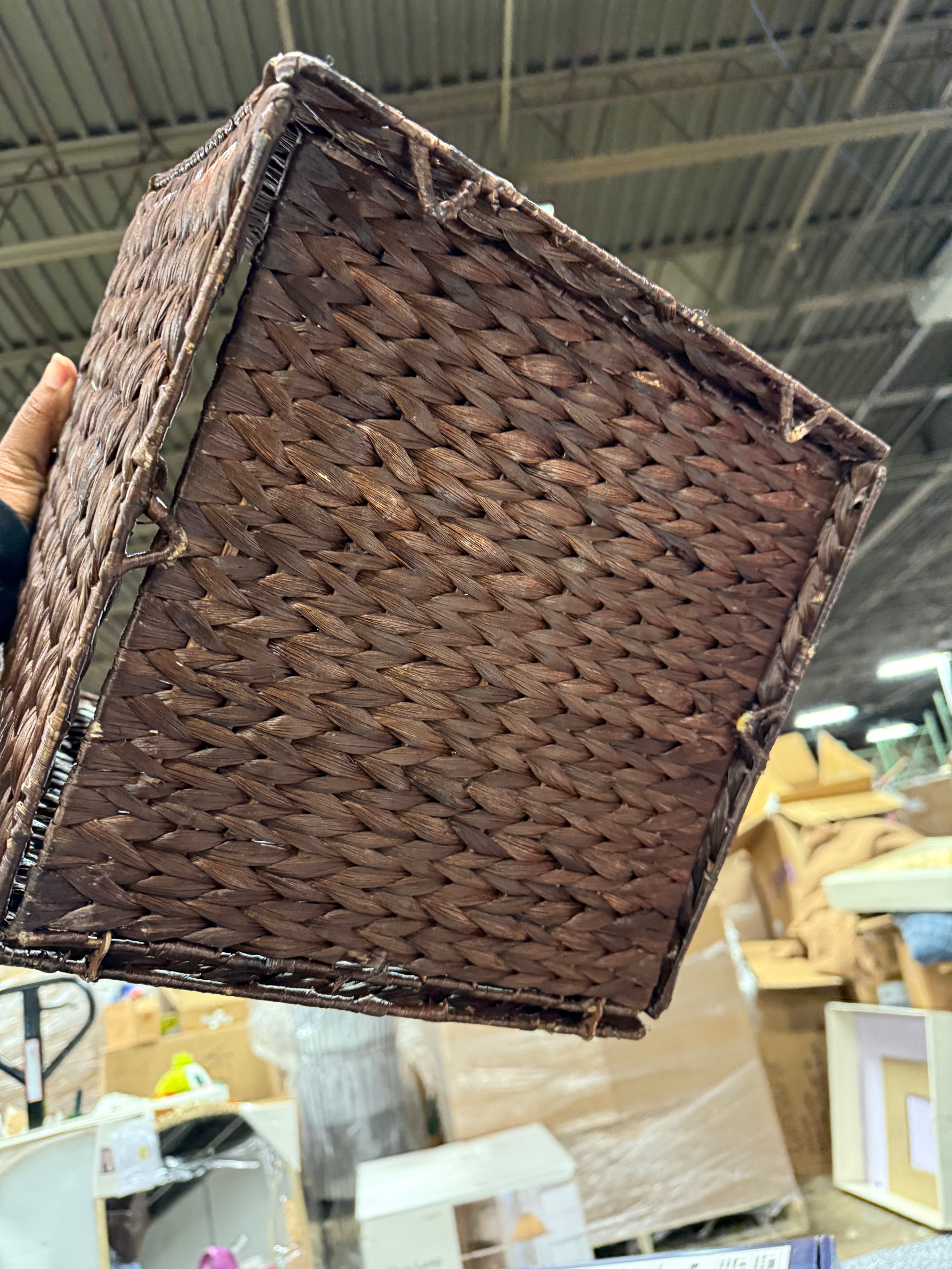 Water Hyacinth Storage Baskets - Set of 4 Collapsible Cubes, Woven Bin Organizers