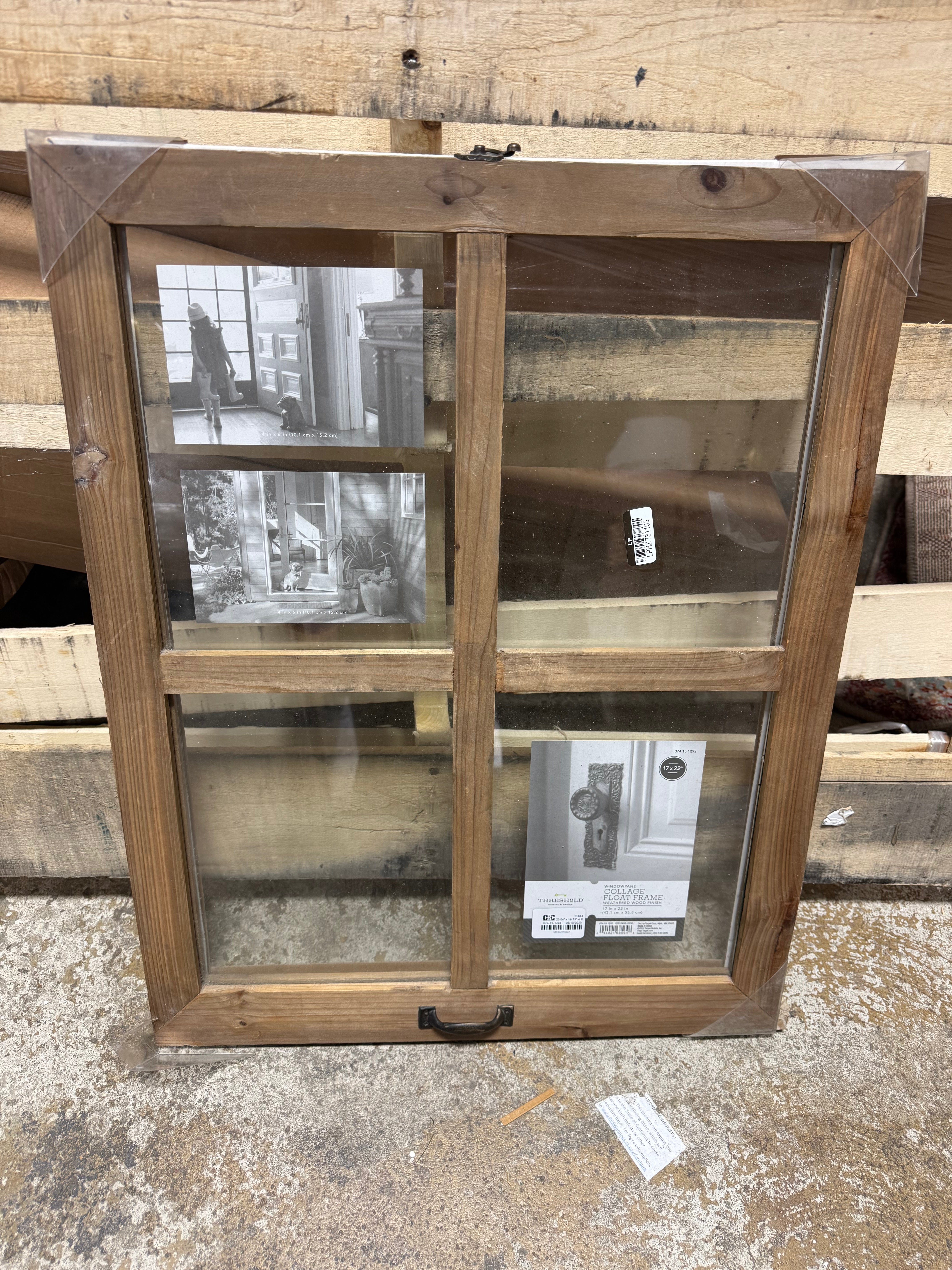 Windowpane 4 Open Collage Float Frame Raw Wood Brown
