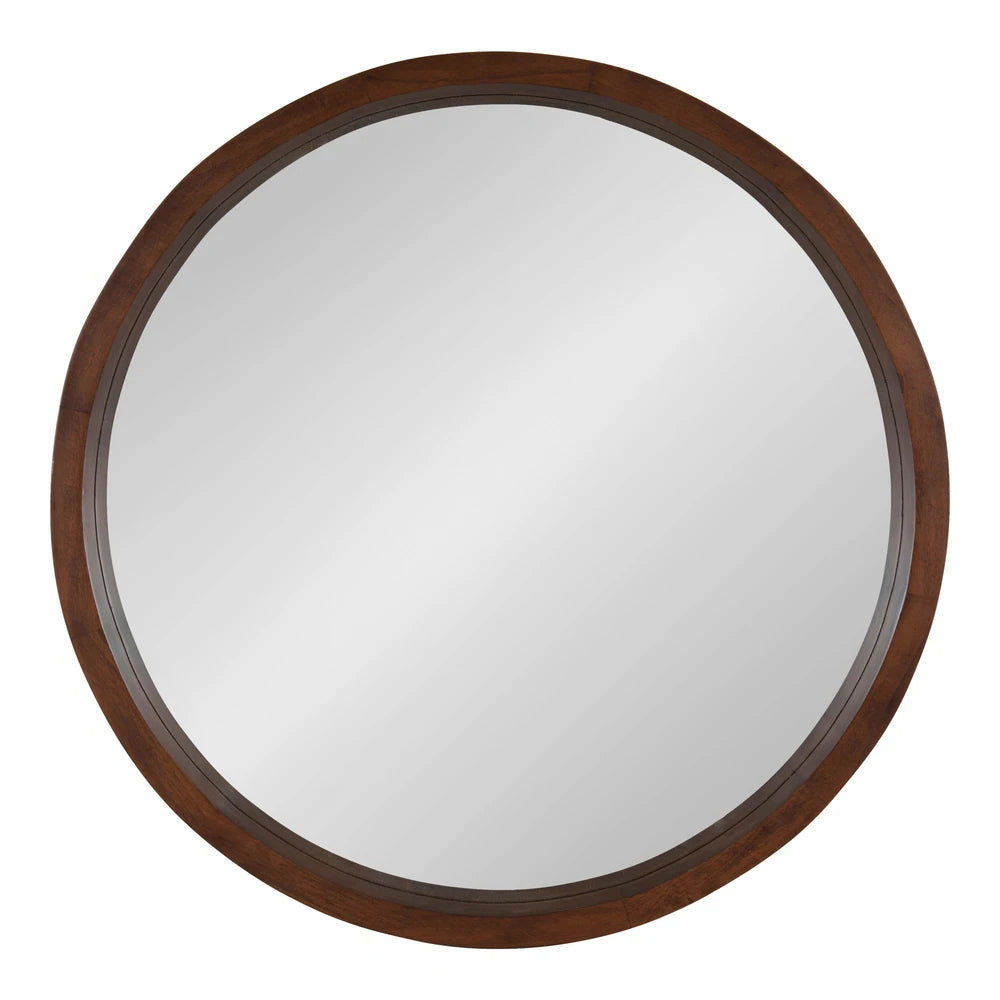 Round Wood Wall Mirror