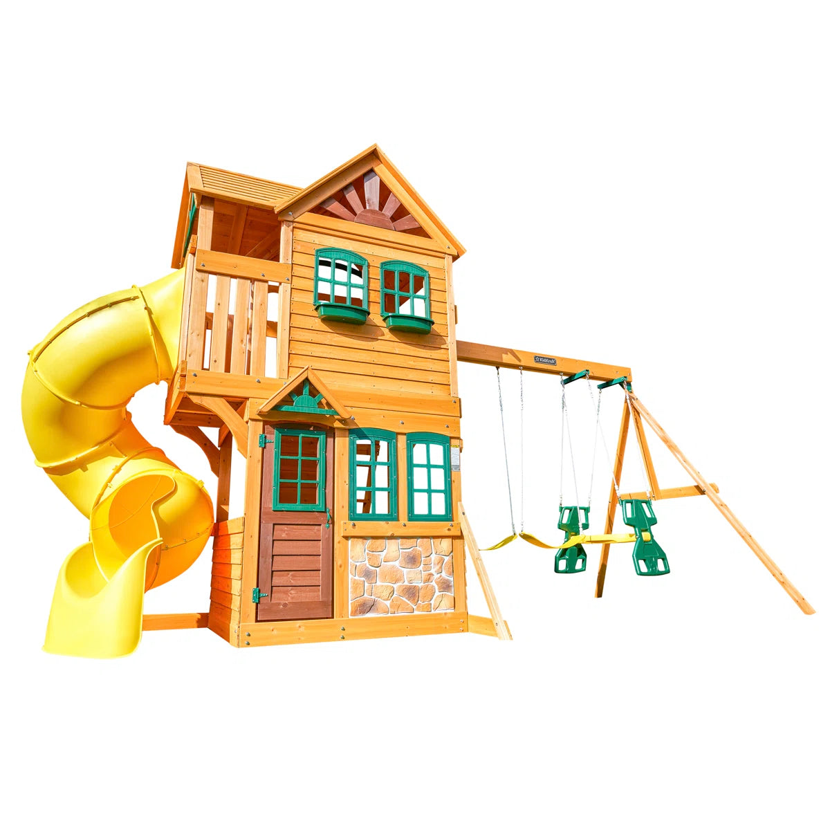 Boulder Station Wooden Swing Set / Playset with Tube Slide 5 Boxes