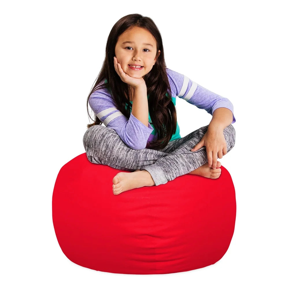 Kids Bean Bag Chair, Big Comfy Chair - Machine Washable Cover - Solid Red