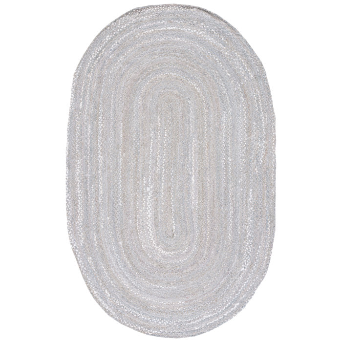 Knutson Handmade Flatweave Cotton Light Gray Rug, Oval 3' x 5'