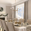 Koini Mid-century Modern 6-light Orb Glass Chandelier Wheel Hanging Lights for Dining Room