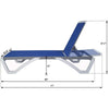 Alan Full Flat Aluminum and Polypropylene Resin Legs Patio Reclining Adjustable Chaise Lounge - Blue