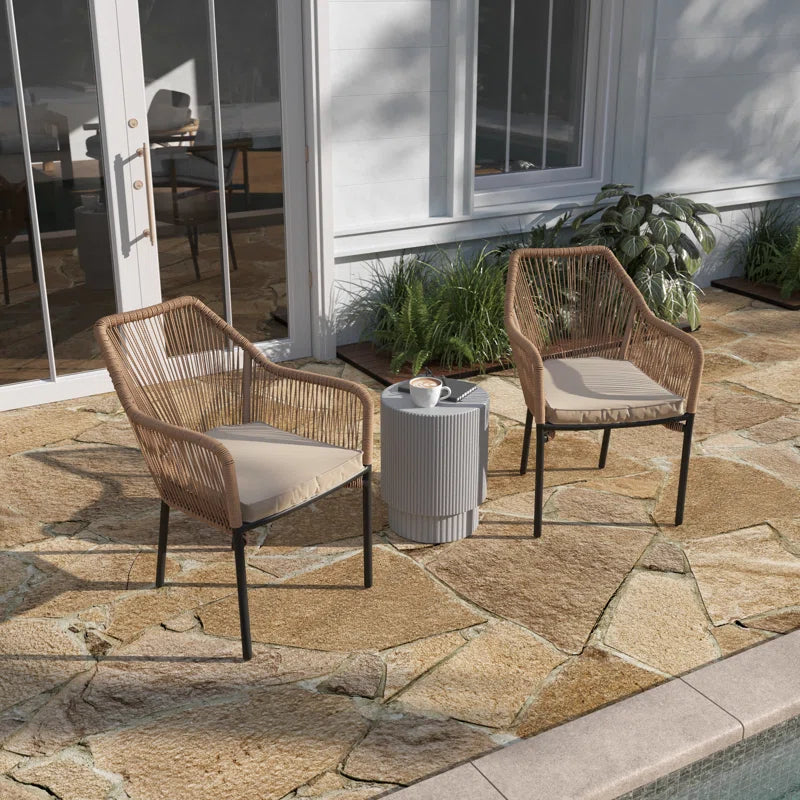 Kyla Outdoor Stacking Dining Armchair with Cushion (Set of 2)