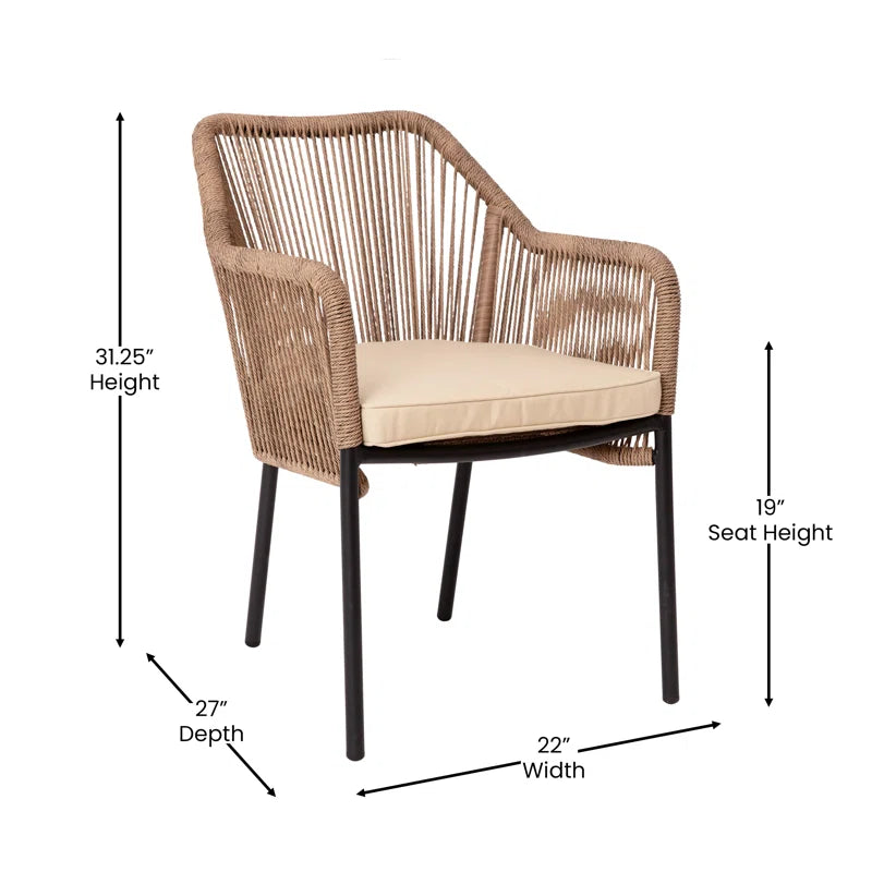 Kyla Outdoor Stacking Dining Armchair with Cushion (Set of 2)