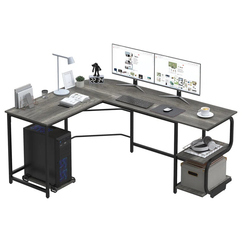 L-Shaped Metal Base Computer Desk