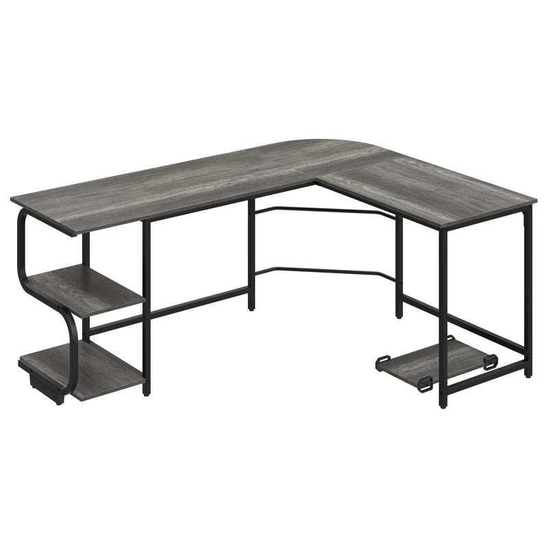 L-Shaped Metal Base Computer Desk