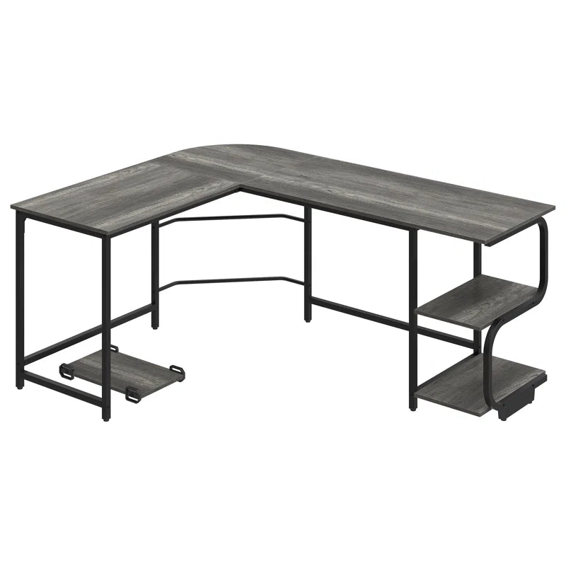 L-Shaped Metal Base Computer Desk