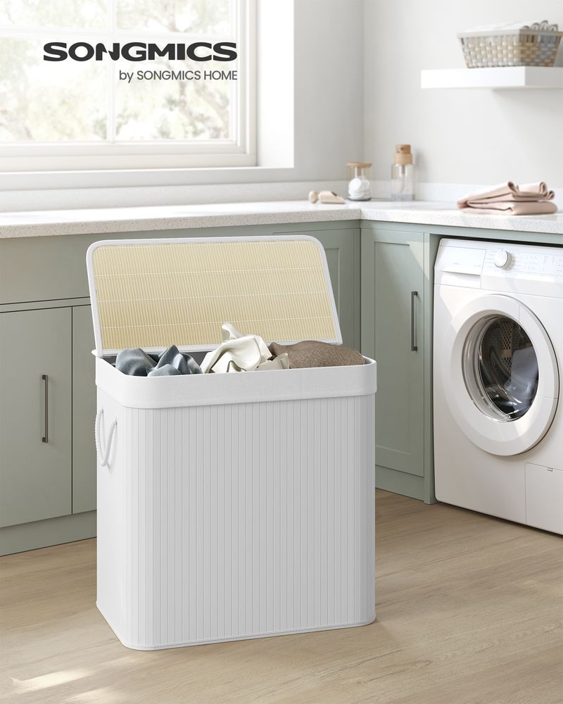 3-Section Laundry Hamper with Lid