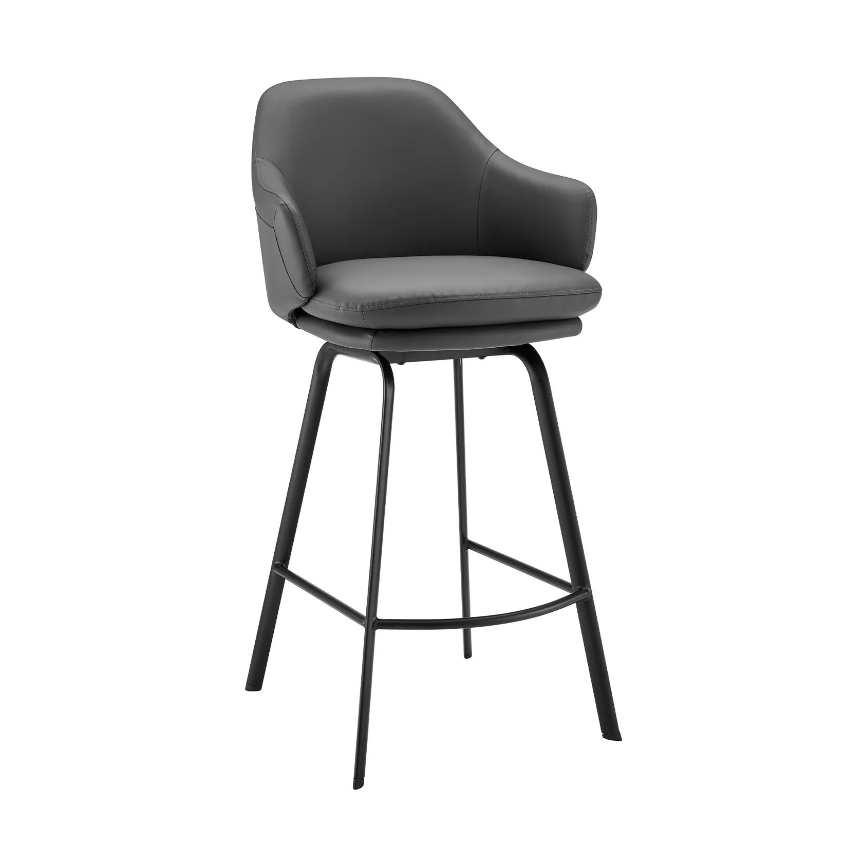 Brigden Modern Swivel Bar Stool with Faux Leather Seat and Sturdy Metal Frame for Home Comfort