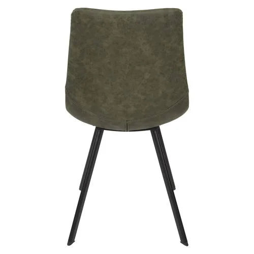 Markley Modern Leather Dining Chair With Metal Legs, Olive Green