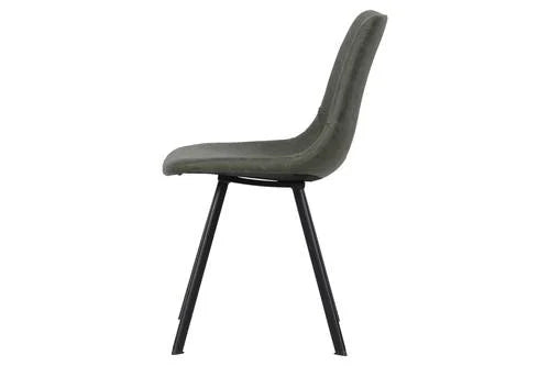 Markley Modern Leather Dining Chair With Metal Legs, Olive Green