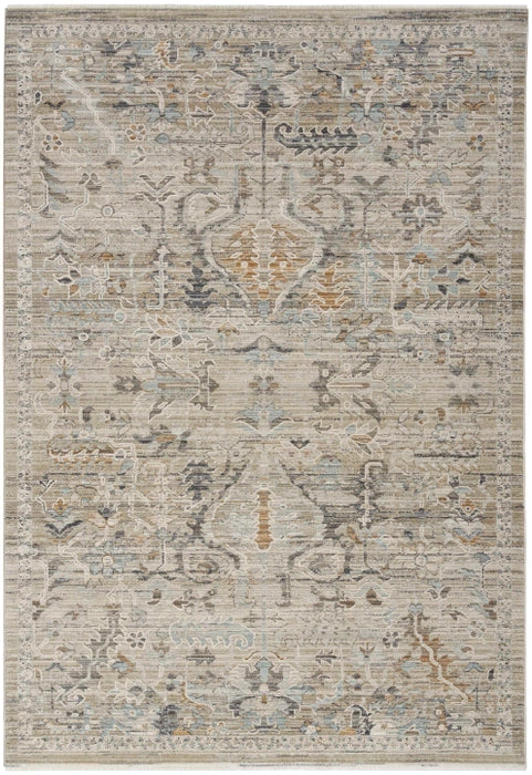 Botanical Design and Abrash Ivory and Taupe Boho Rug 2'6" x 4'6"