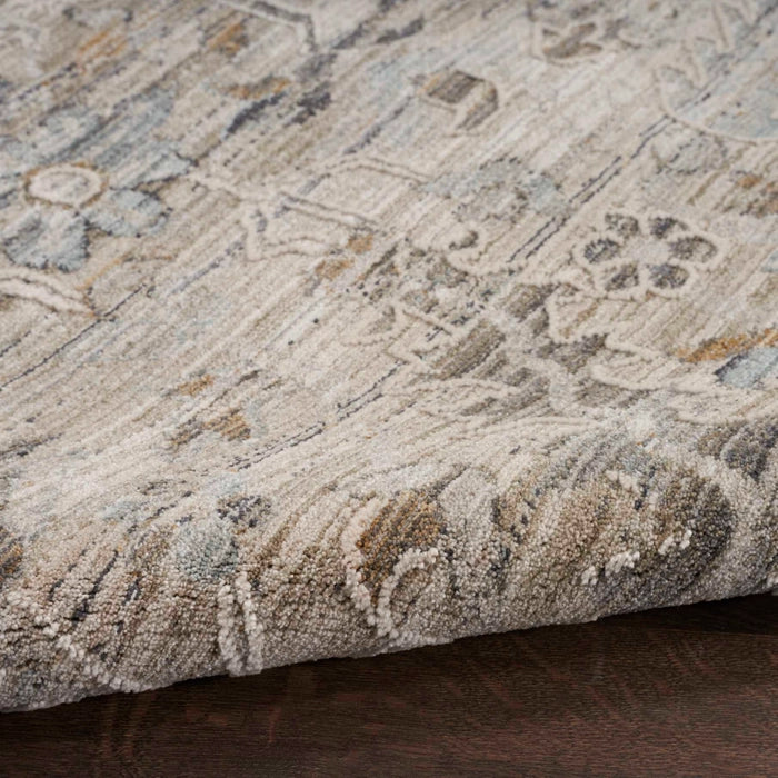 Botanical Design and Abrash Ivory and Taupe Boho Rug 2'6" x 4'6"