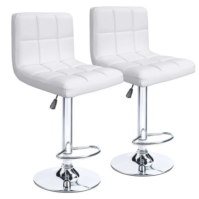Bar Stool with Swivel & Adjustable Height, White, Set of 2