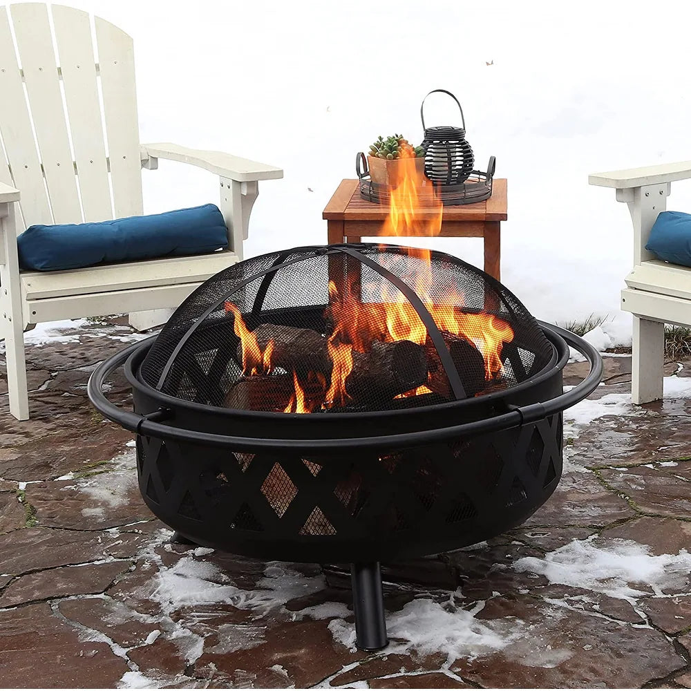 Premium Portable Fire Pit Outdoor Garden Wood Burning And Grill Pit