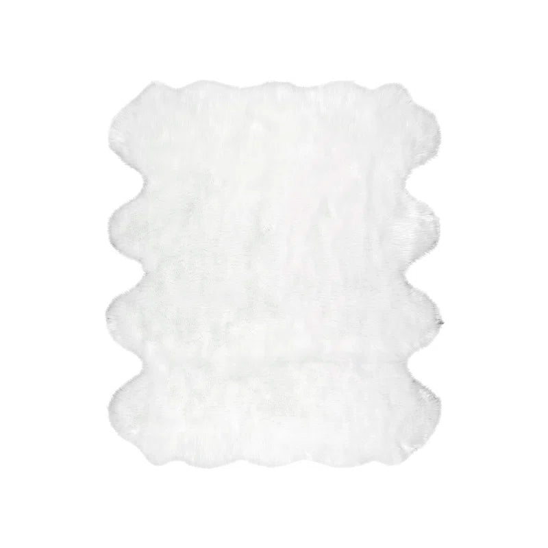 Lavallee Faux Sheepskin Shag Performance White Rug Rectangle 5'3" x 6' SHOWROOM ITEM