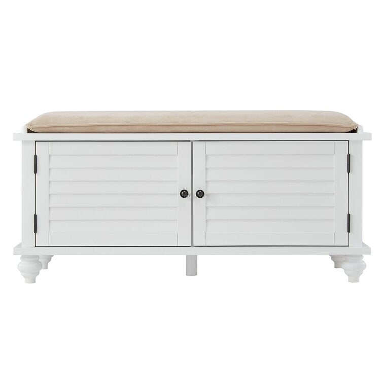 White Lechner Velvet Cabinet Storage Bench