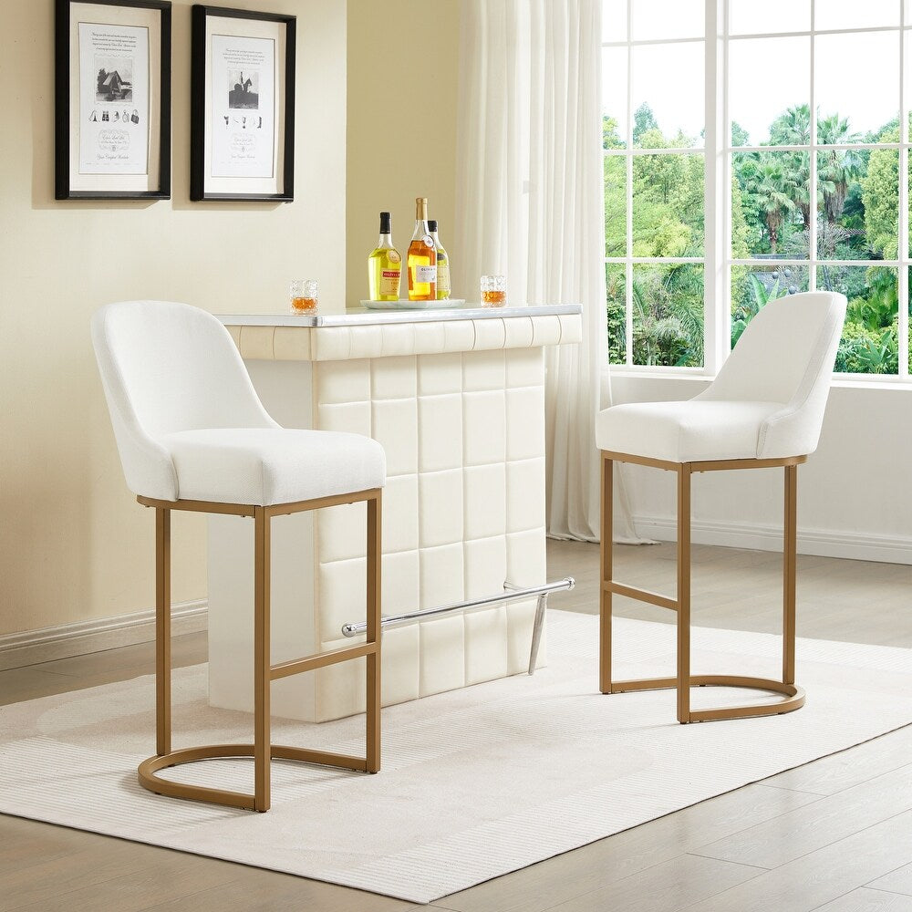 Barrelback Counter Stool with Metal Base Set of 2