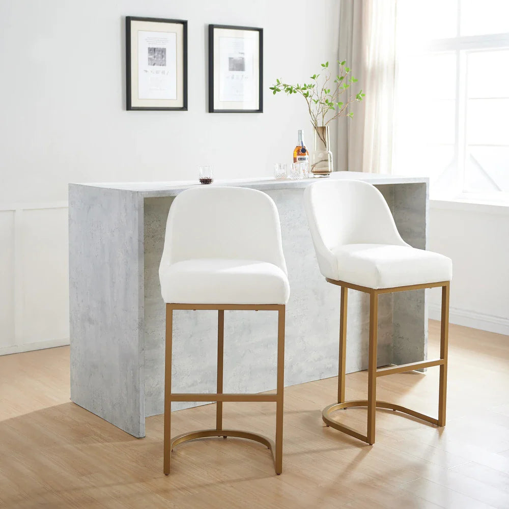 Barrelback Counter Stool with Metal Base Set of 2