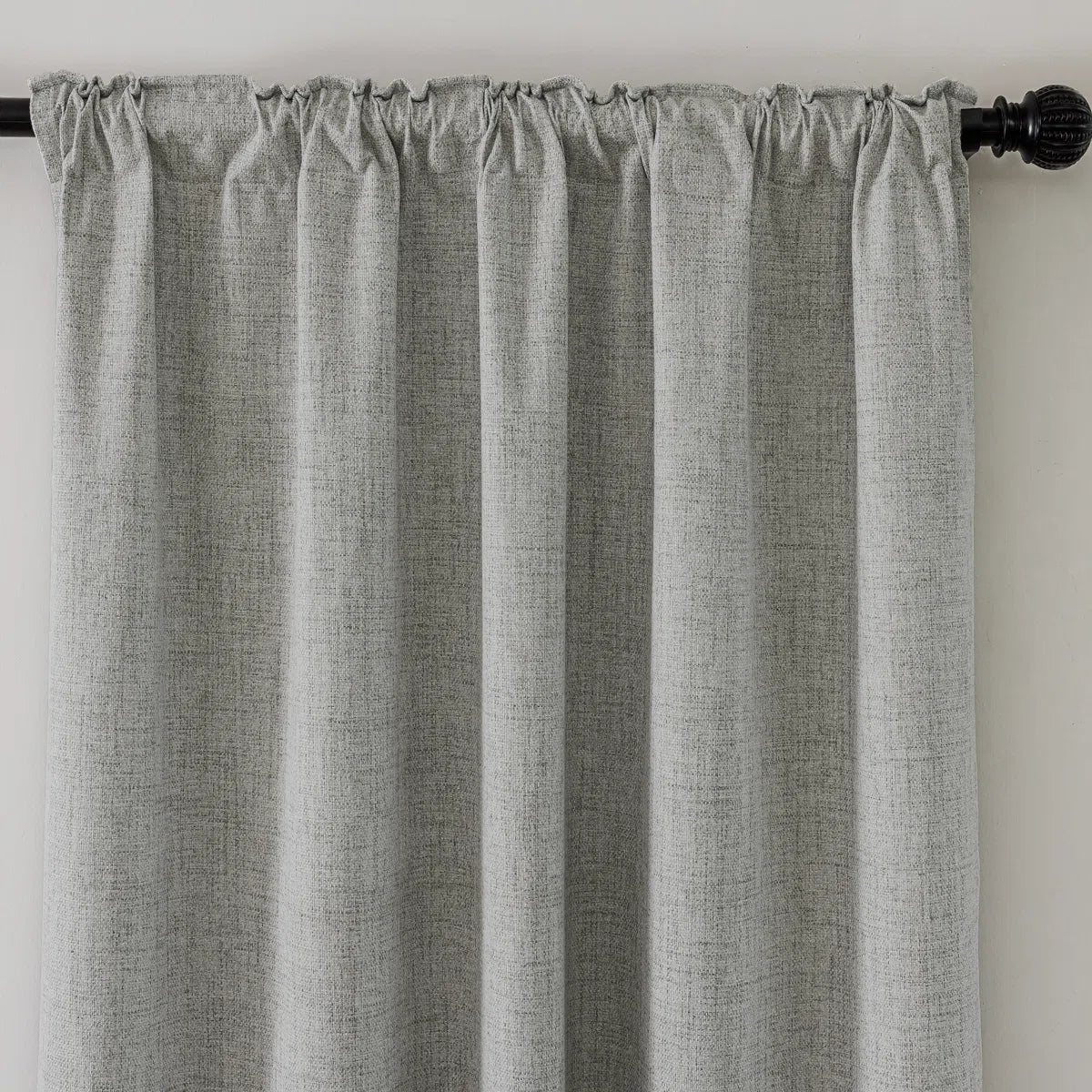 Leming Polyester Burlap Blackout Curtains Set of 2