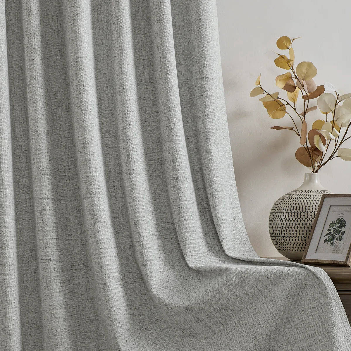 Leming Polyester Burlap Blackout Curtains Set of 2
