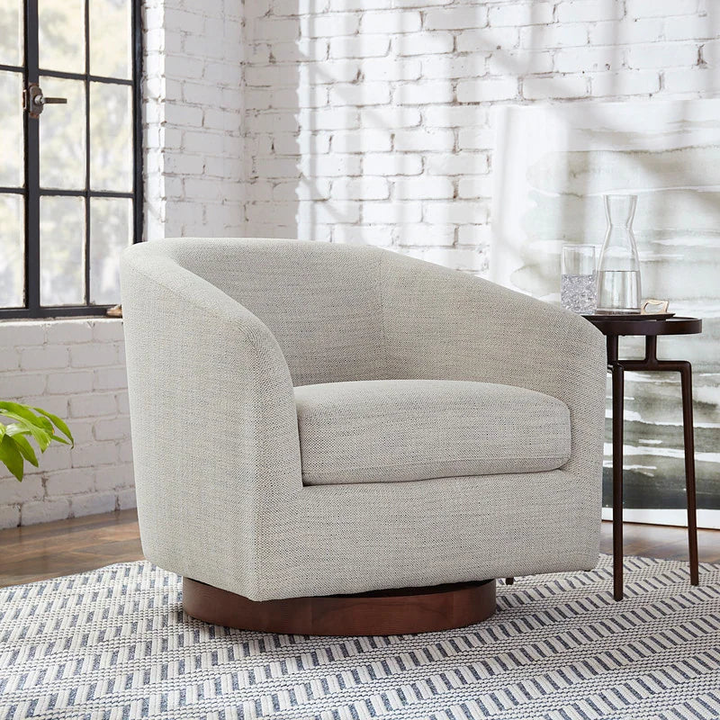 Liam Swivel Accent Chair - Ivory White