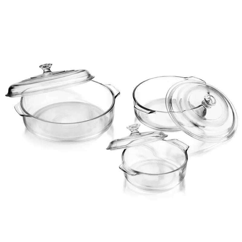 Baker's Basics 6-Piece Glass Casserole Baking Dish Set with Glass Covers