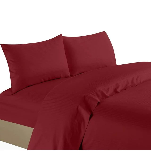 1200 Thread Count 100% Egyptain Cotton 4-Piece Deep Pocket Stripe Sheet Set (Queen, Burgundy) (no further discounts)