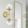 Zeno Globe 2-Light Wall Sconce - Brushed Brass/White