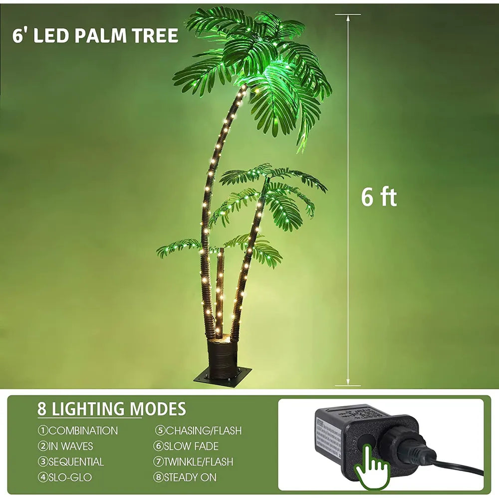 Lighted Palm Tree for Outside Patio Yard Party Pool - 3-Tree-Plug-in