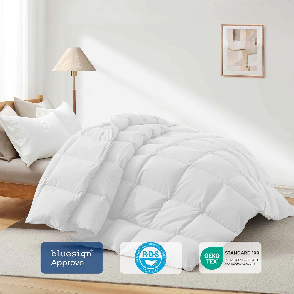 White Goose Down Duvet Comforter - Queen/Full - White All-season warmth