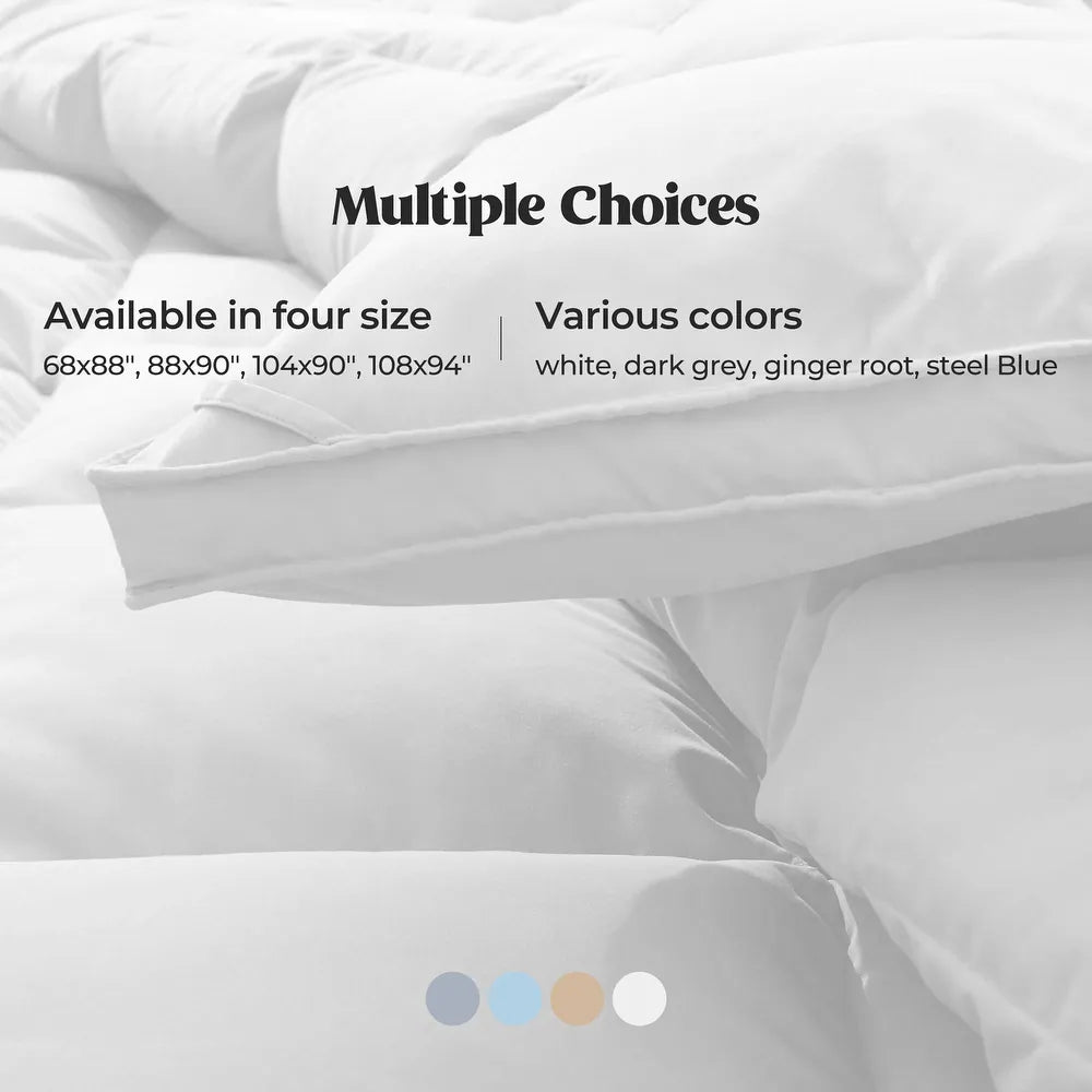 White Goose Down Duvet Comforter - Queen/Full - White All-season warmth