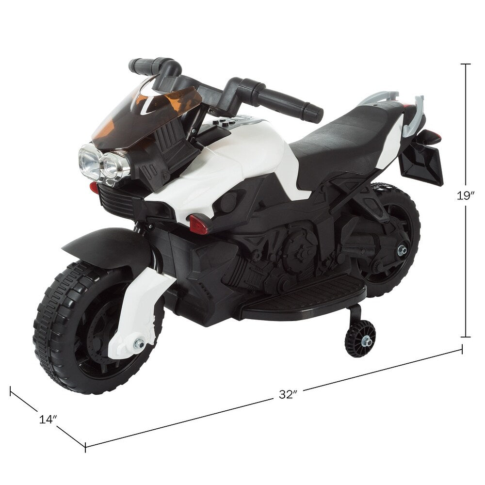 Kids Electric Motorcycle with Training Wheels - White
