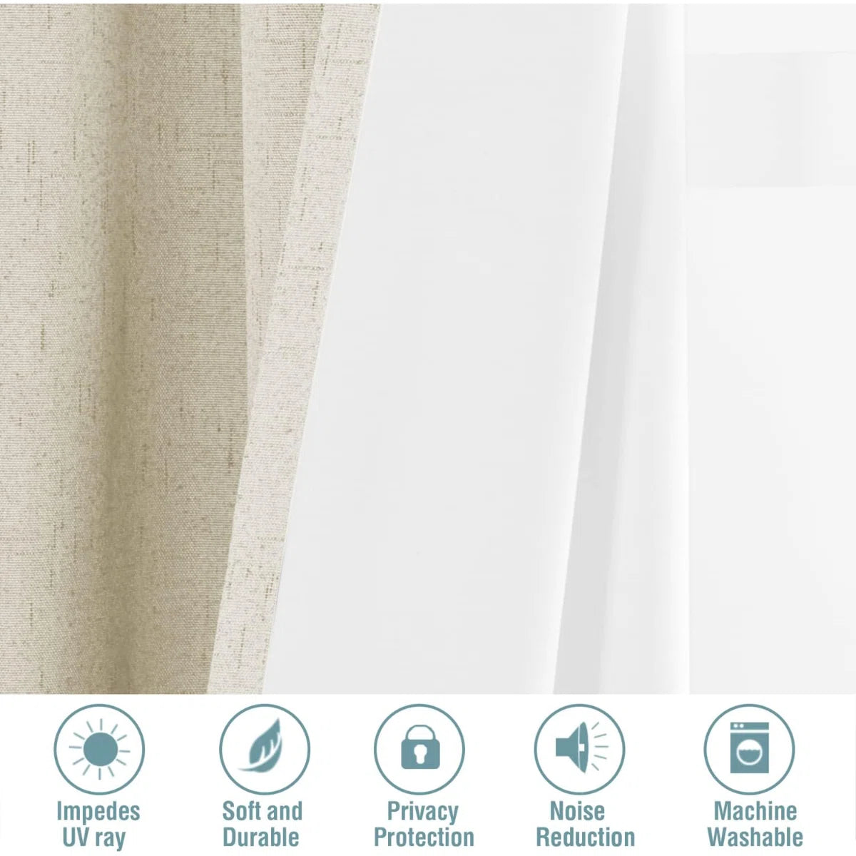 Linen Blackout Grommet Curtains Thermal Insulated & Room