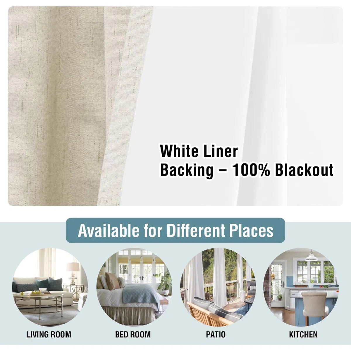 Linen Blackout Grommet Curtains Thermal Insulated & Room