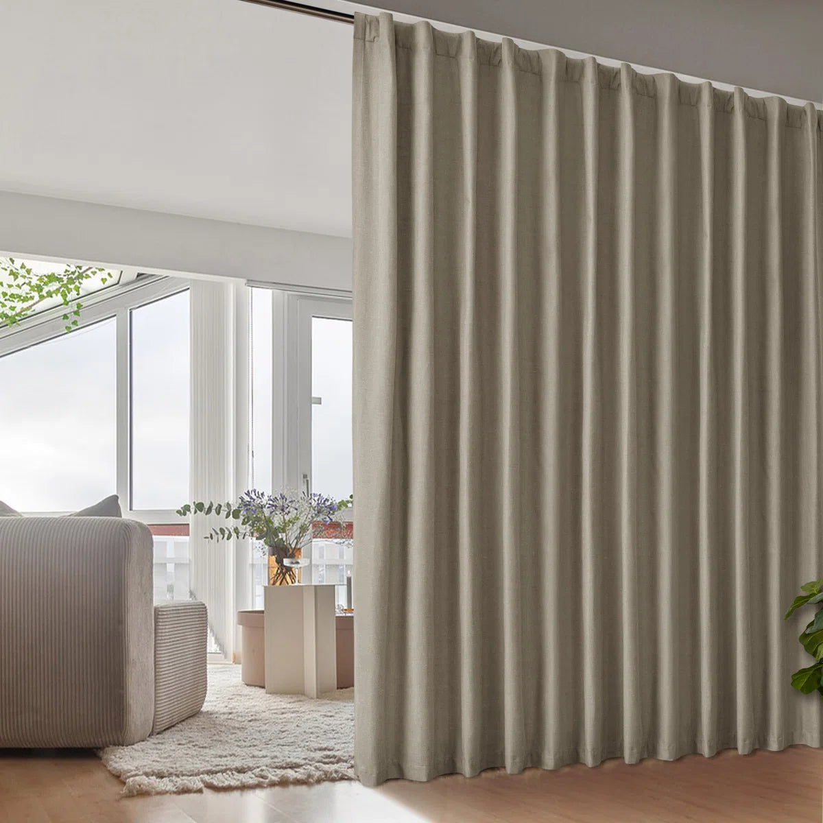 Linen Blended Slub Textured 100% Blackout Curtain Panel