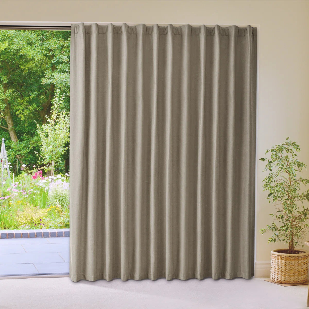 Linen Blended Slub Textured 100% Blackout Curtain Panel