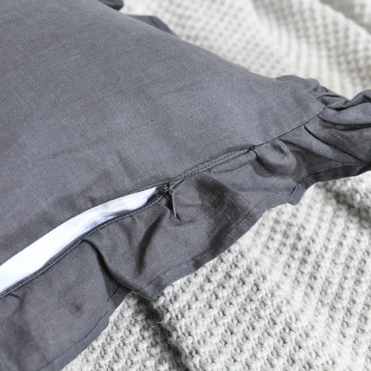 Linen Pleated Ruffled Romantic Fringes Pillow Covers (Set of 2)