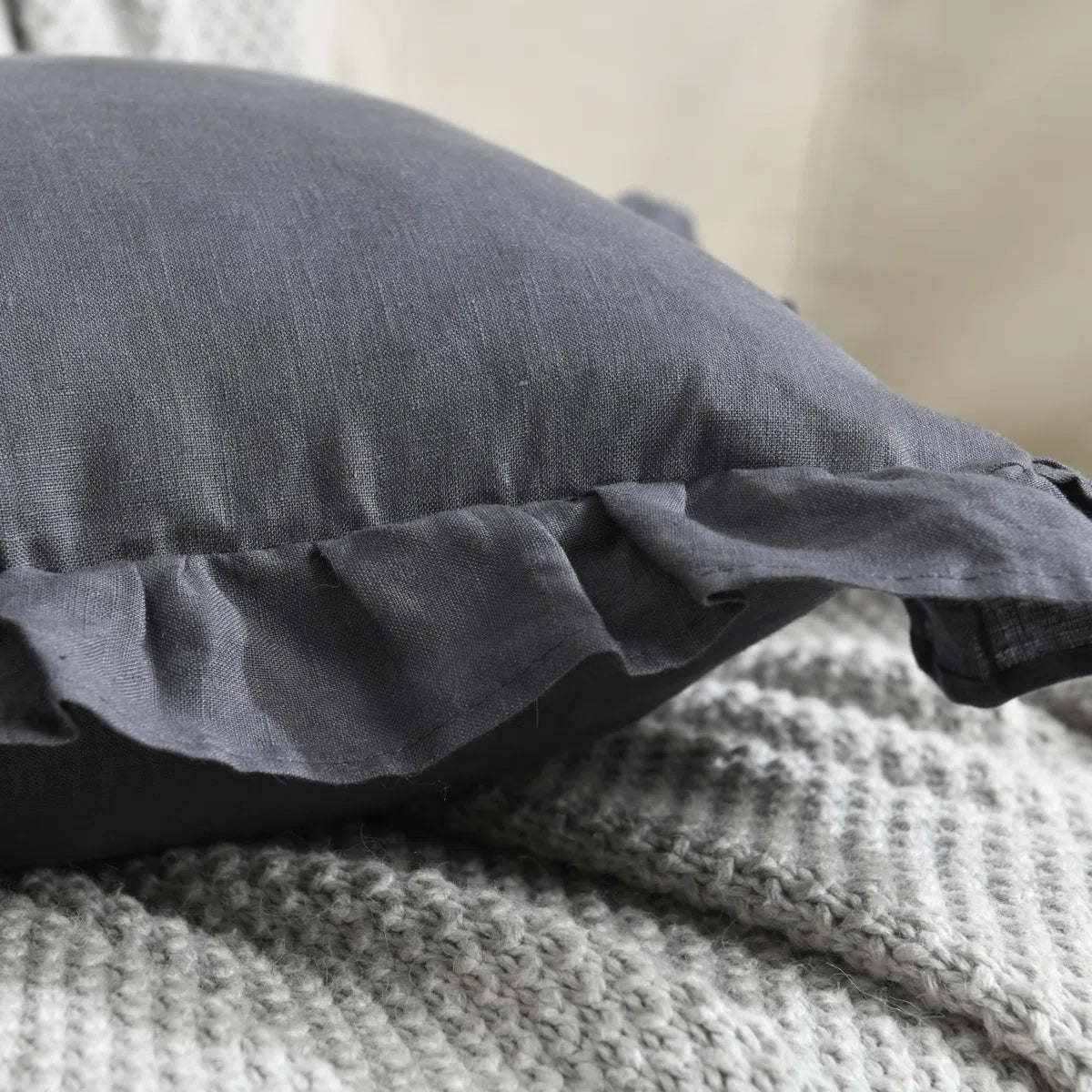 Linen Pleated Ruffled Romantic Fringes Pillow Covers (Set of 2)