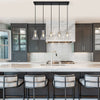 Liniya Modern Farmhouse Linear Adjustable Wire Chandelier with Cone Seeded Glass Cluster Kitchen Island Pendant Lights