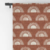 Block Print Suns On Rust 1pc Blackout Window Curtain Panel