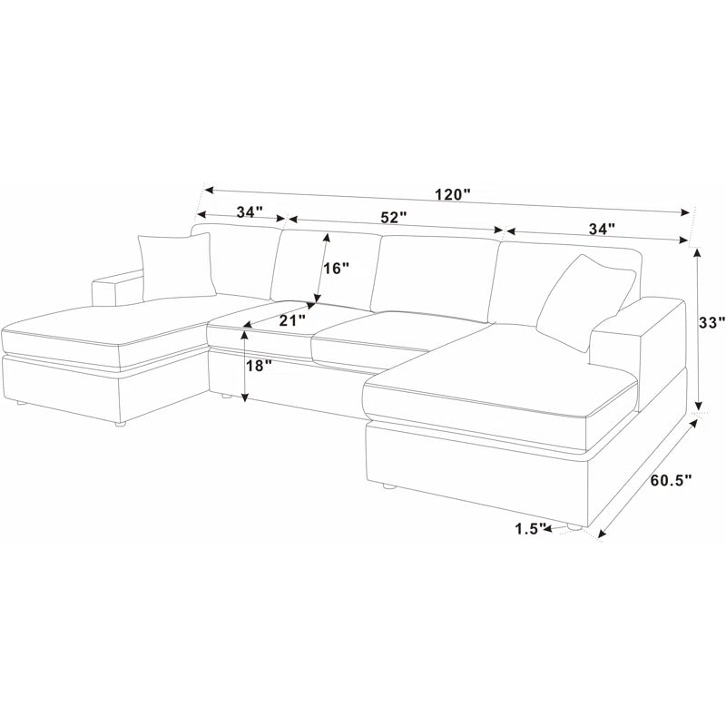 Loette 2 Piece Corduroy Sectional 2 Chaises SHOWROOM ONLY ITEM