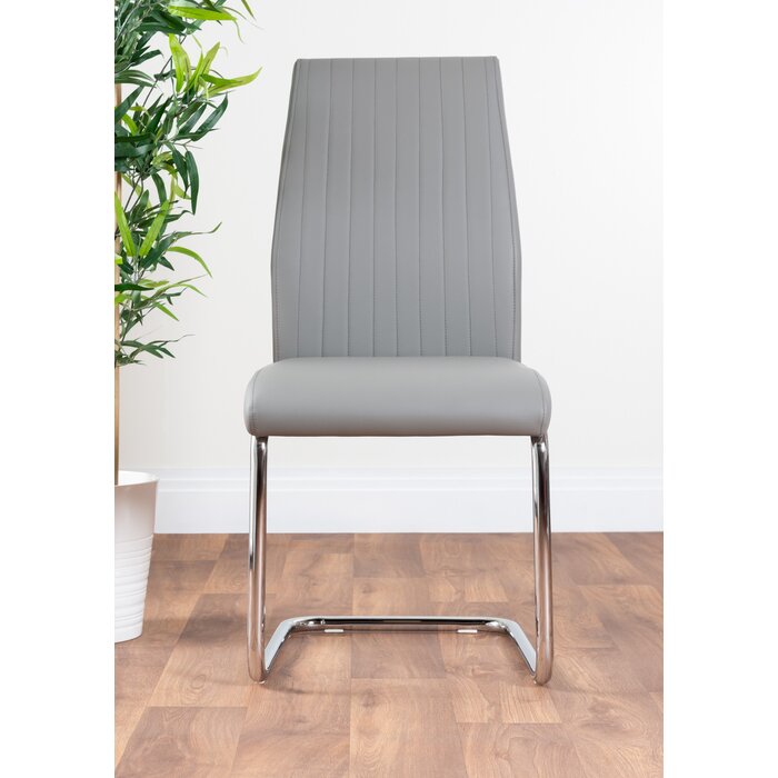 SET OF 2 Lorenzo Stylish Faux Leather Chrome Dining Chairs